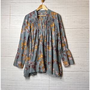 Free People Top Womens Size Medium So Fine Smocked Floral Butterfly Tunic